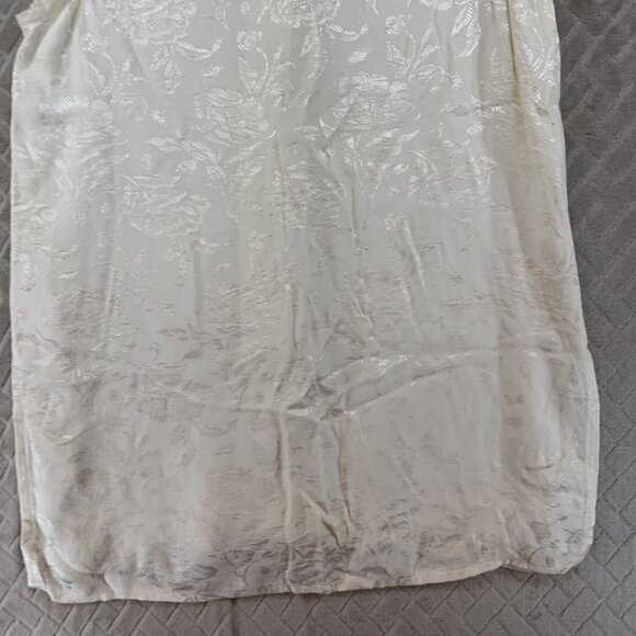 Judy Knapp Womens L Blouse Cream White Floral Metallic Button Up Sleeveless VNT - Picture 13 of 14